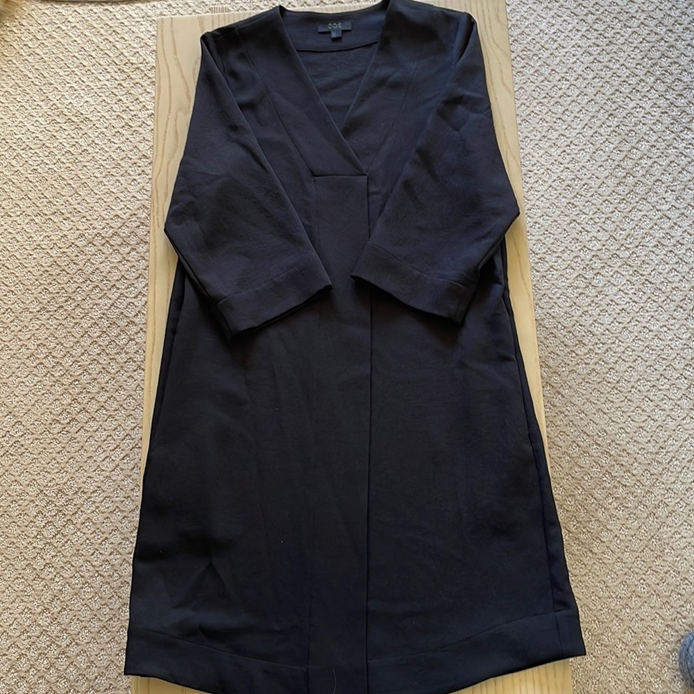 Cos Black Long Sleeve Midi Dress Size 4